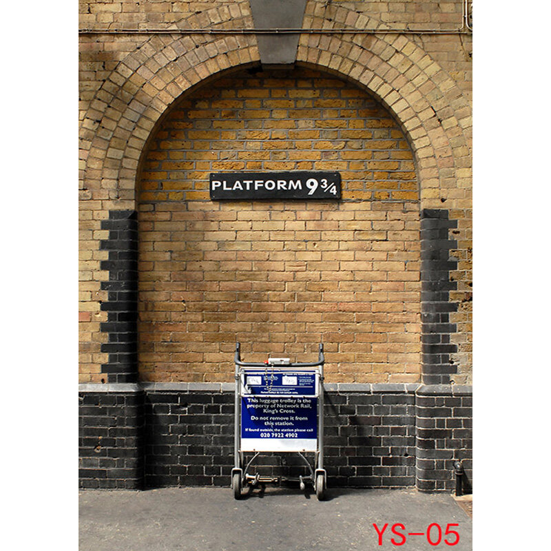 Vinile personalizzato cielo muro di mattoni fotografia sfondo piattaforma 9 3/4 stazione ferroviaria Studio fotografico sfondo SS-25