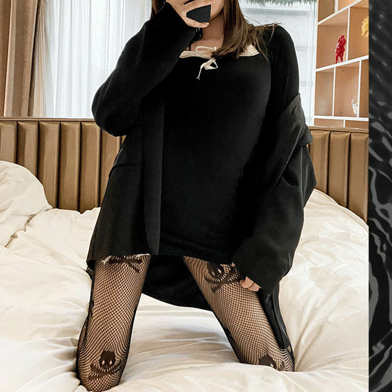 Medias de rejilla negras estilo gótico Punk, medias de malla con estampado de calavera, diseñador pirata, vestido de lujo para Halloween, fiesta y Club, medias sexys