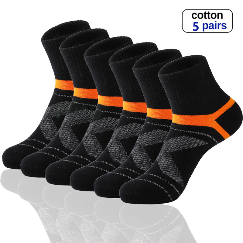 高品質5ペアロット男性の綿の靴下、黒スポーツソックスカジュアル実行冬の靴下通気性の男性の靴下sokken Size38-43