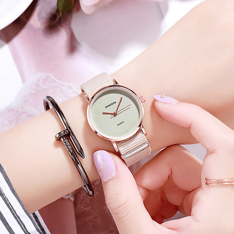 Модные женские часы 2020, розовое золото, нейлоновый ремешок, Дамские Кварцевые наручные часы, минималистичные женские часы, браслет Reogio Feminino