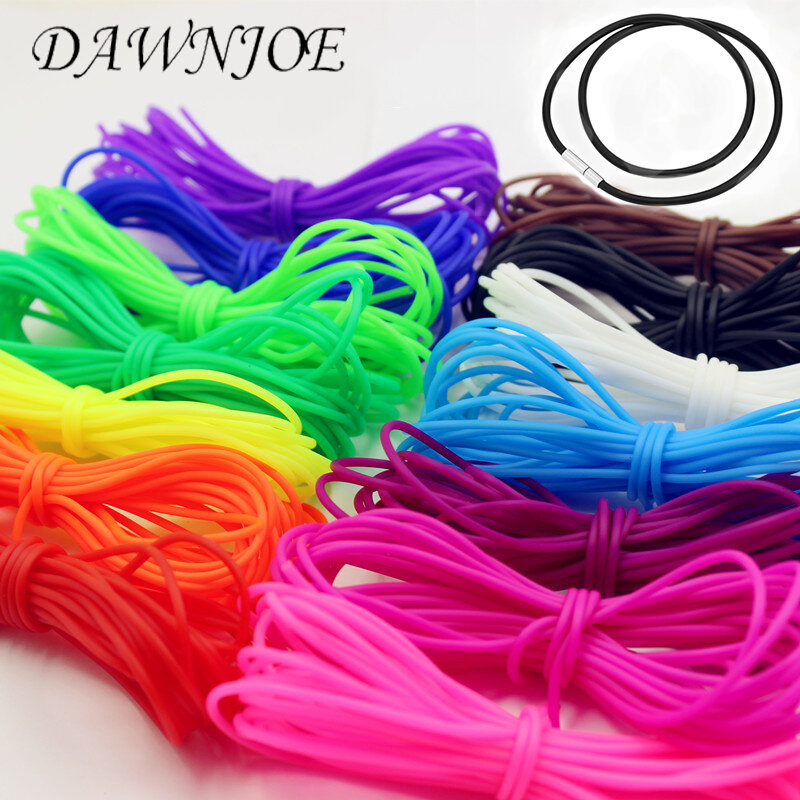 Cuerda de goma hueca de colores, cuerda de silicona para hacer pulseras, collares, accesorios de joyería, lote de 10 metros, 2 y 3 mm