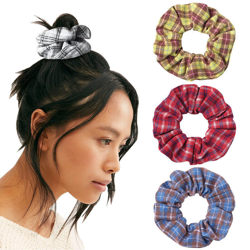 Korean Large Elastic Hair Bands Scrunchies Women Lattice Soft Hair Ties Girls Soft Ponytail Holders Hairbands Hair Accessories