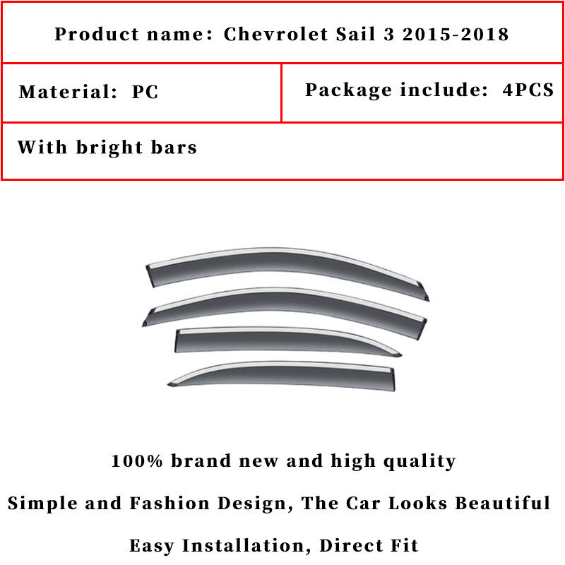 Pare-brise de fenêtre de voiture pour Chevrolet Sail 3 2015 – 2018, couvercle de protection contre la pluie, accessoires de style