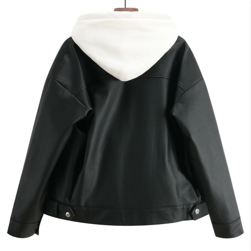 Модное кожаное пальто UHYTGF, женская короткая куртка большого размера, Куртки из искусственной кожи для женщин, верхняя одежда на весну и осень