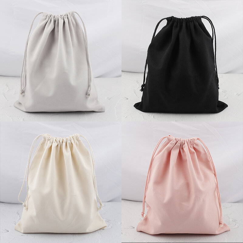 Cotton Canvas Inner Bags Drawstring Pouch Pink Gray Black Beige Color Gift Packaging Bag Storage Bag for For Handbag Accessories