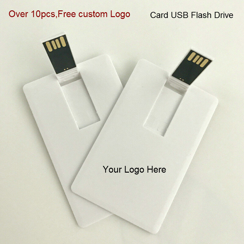Personalizado USB Flash Drive com logotipo livre, Creative Pendrive, cartão de crédito, logotipo livre, 100% de capacidade, 4GB, 8GB, 16GB, 32GB, 10 PCs por lote, qualidade superior