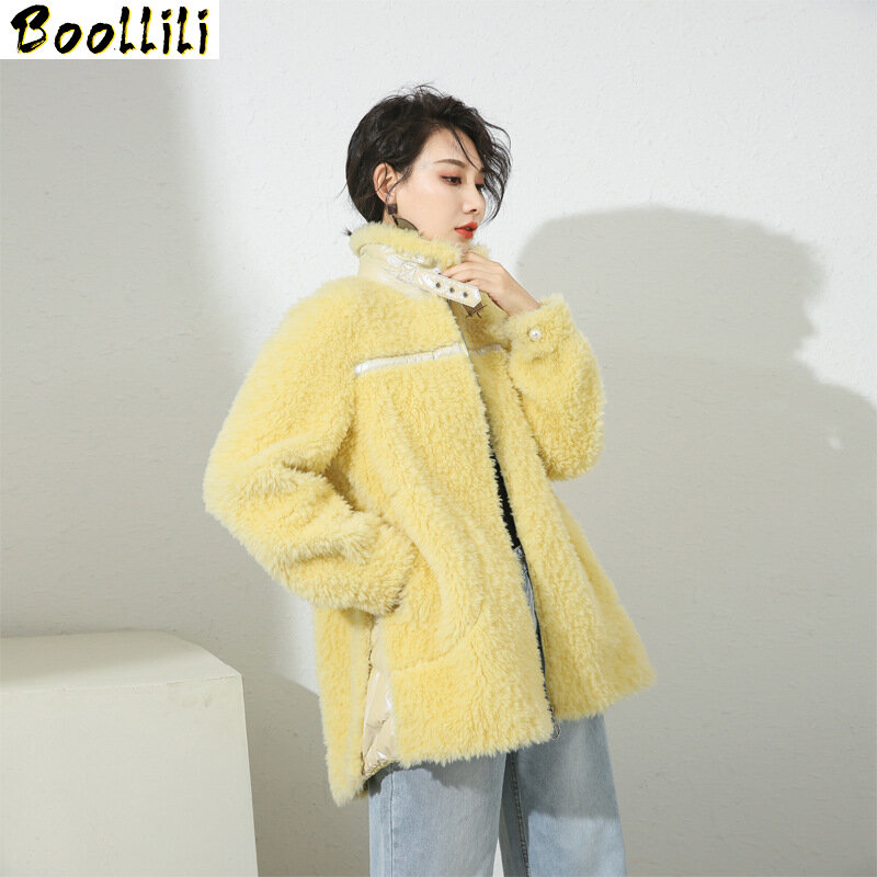 Sheep shearing boollili casaco de pele real 100% jaqueta de lã roupas femininas 2023 outono inverno casaco de moda coreana casacos de pele