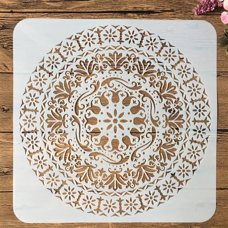 9Pcs/Pack 20*20cm Mandala Round Geometry DIY Layering Stencils Painting Scrapbook Coloring Embossing Album Decorative Template