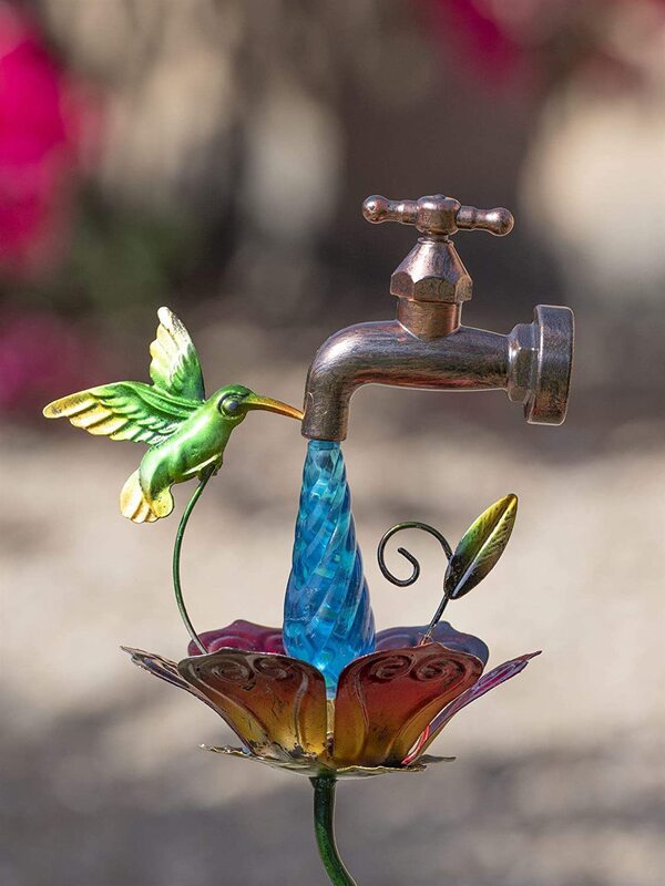 Metal hummingbird estatueta artificial pássaro quintal fada jardim ornamento decoração para casa amigos presente bonsai animal decoração