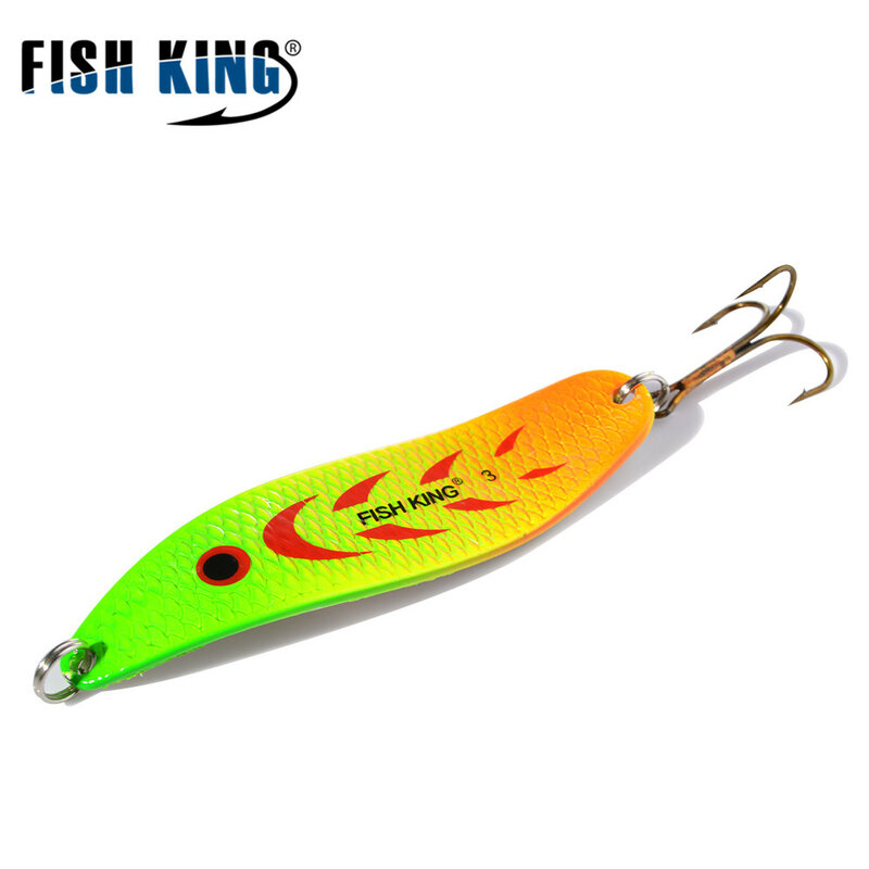 FISH KING 20g 30g Spinner Spoon Bait Metal Fishing Lure Artificial Baits Hard Lures For Bass Pike With Treble Hook