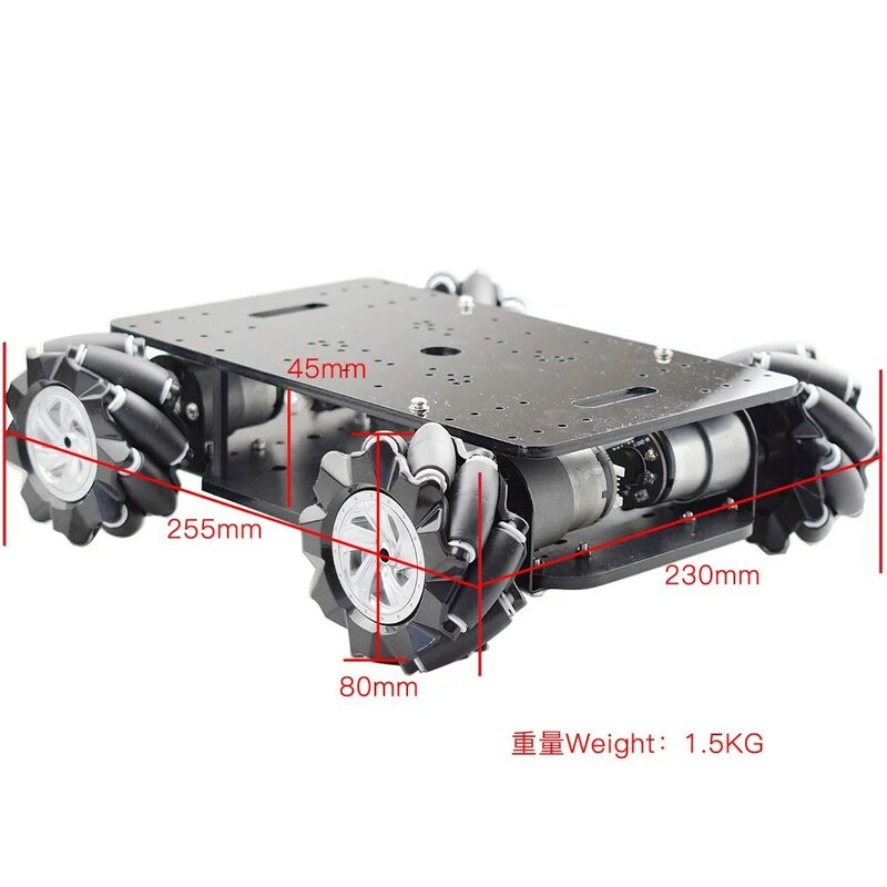 Kit de coche Robot de rueda Mecanum con Motor codificador de 4 piezas para Arduino, Raspberry PI, juguete STEM DIY, chasis doble, carga de 5kg, barato