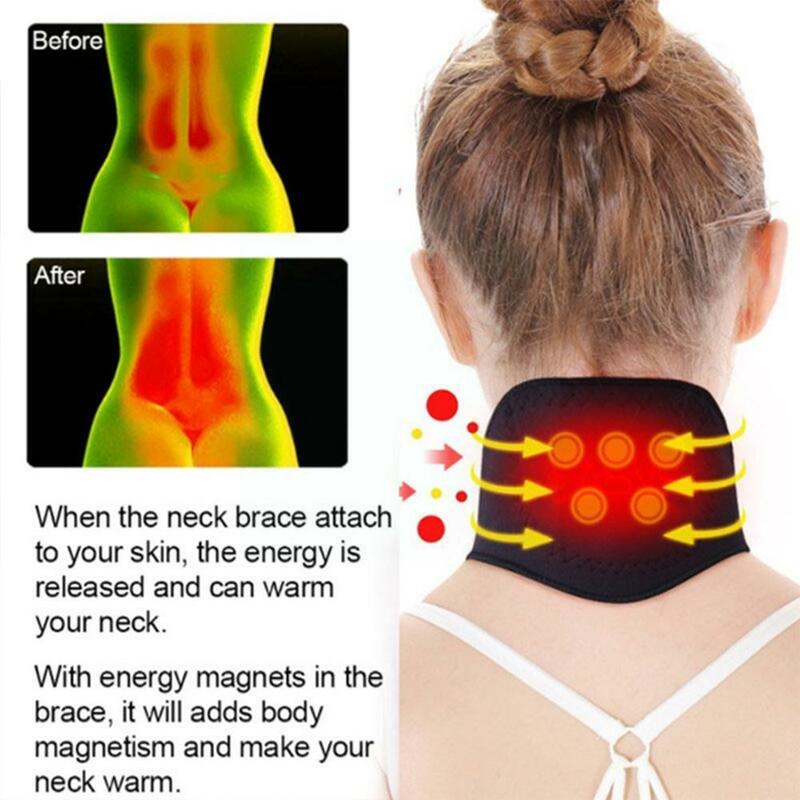Protector de cuello masajeador de autocalentamiento, terapia magnética, almohadilla de masaje térmico, soporte Protector de cuello, cinturón de autocalentamiento