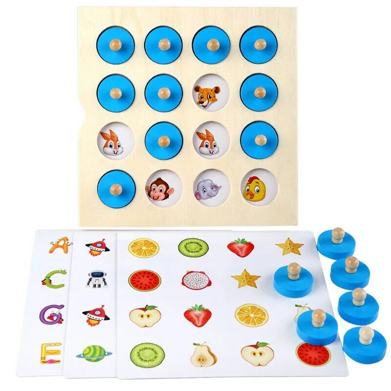Wooden Memory Match Chess Game Fun Board Training Games Educational Cognitive Ability Wood Puzzle Toys For Children Gift