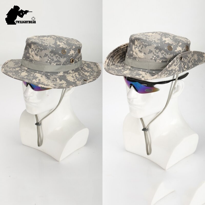 Outdoor Camouflage BOONIE HAT 20 Colors Thicken Military Tactical Cap Hunting Hiking Climbing Camping MULTICAM HAT AF056