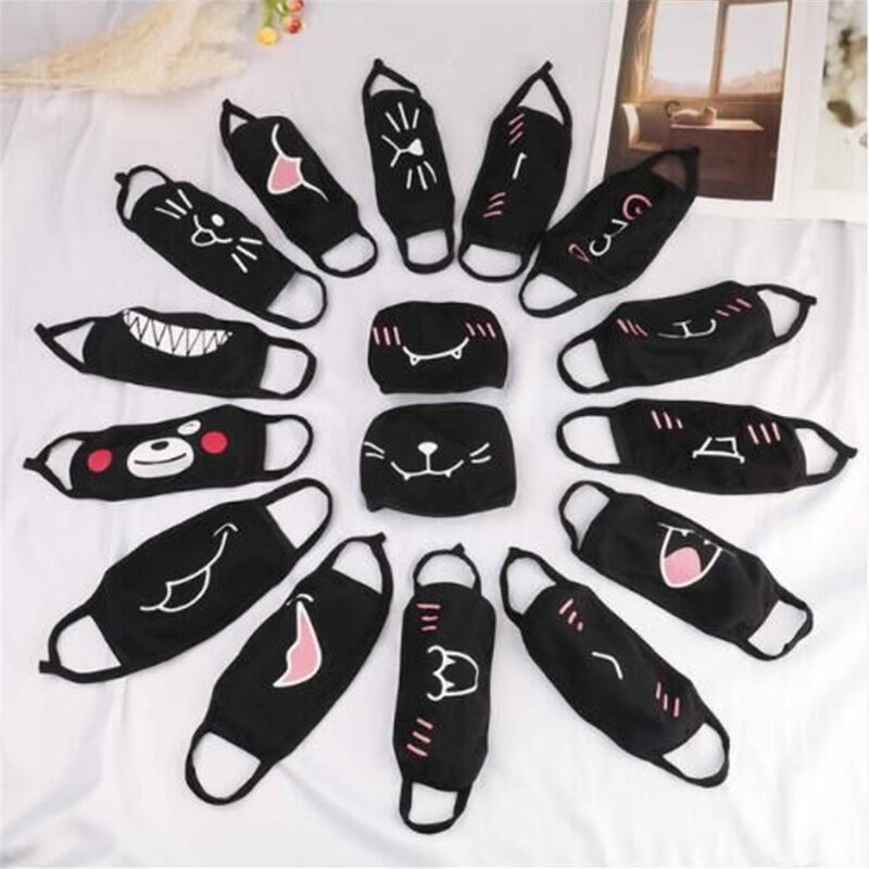 Pure Cotton Black Mouth Mask Unisex Anti droplet Cute Pattern Mouth Covers Face Masks