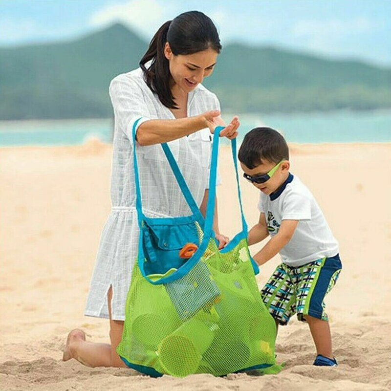 Портативная пляжная сумка, складная сумка для хранения игрушек, Детская Сетчатая Сумка для слива песка, органайзер, сумки для плавания, спор...