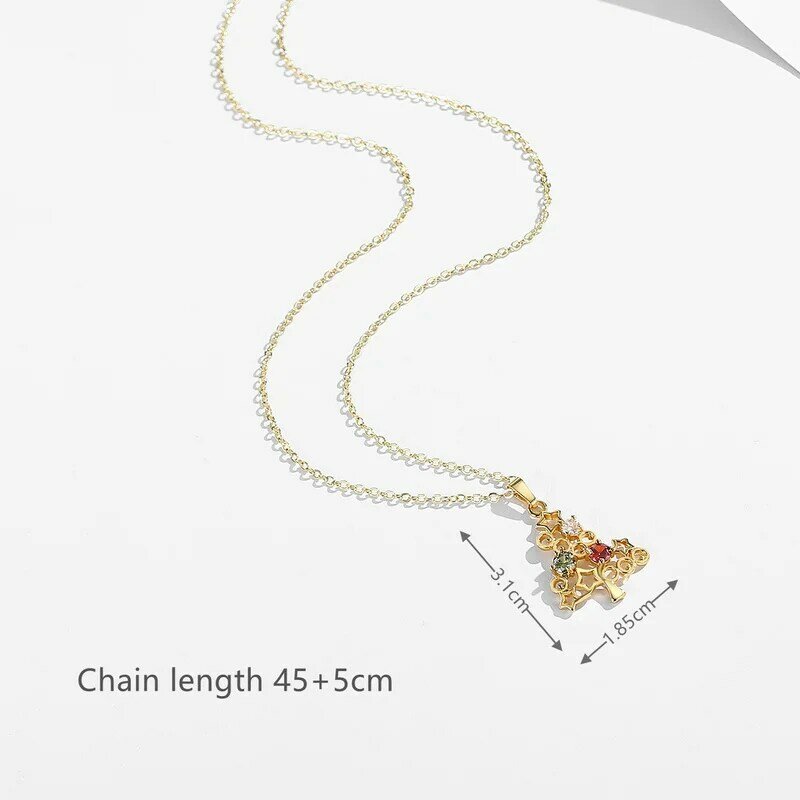 Hollow Christmas Tree Pendant Necklaces for Women Elegant Tree of Life Clavicle Chain Necklace Christmas Jewelry Gifts