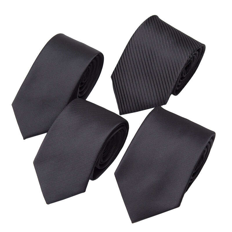 Corbata Negra clásica para hombre, corbatas delgadas para hombres, accesorios para corbatas, vestido Formal de fiesta de boda, regalos sólidos informales, nuevo, 8cm, 7cm, 6cm