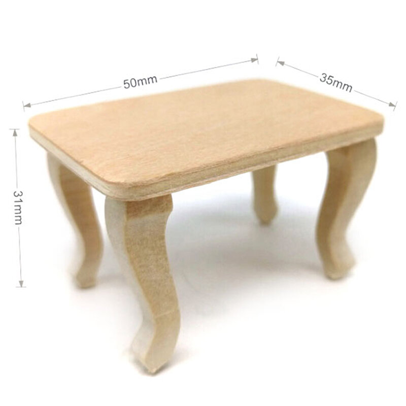 Mini Wooden Table Furniture Toys 1:12 Dollhouse Miniature Accessories DIY Doll House Decor Baby For Children Toys