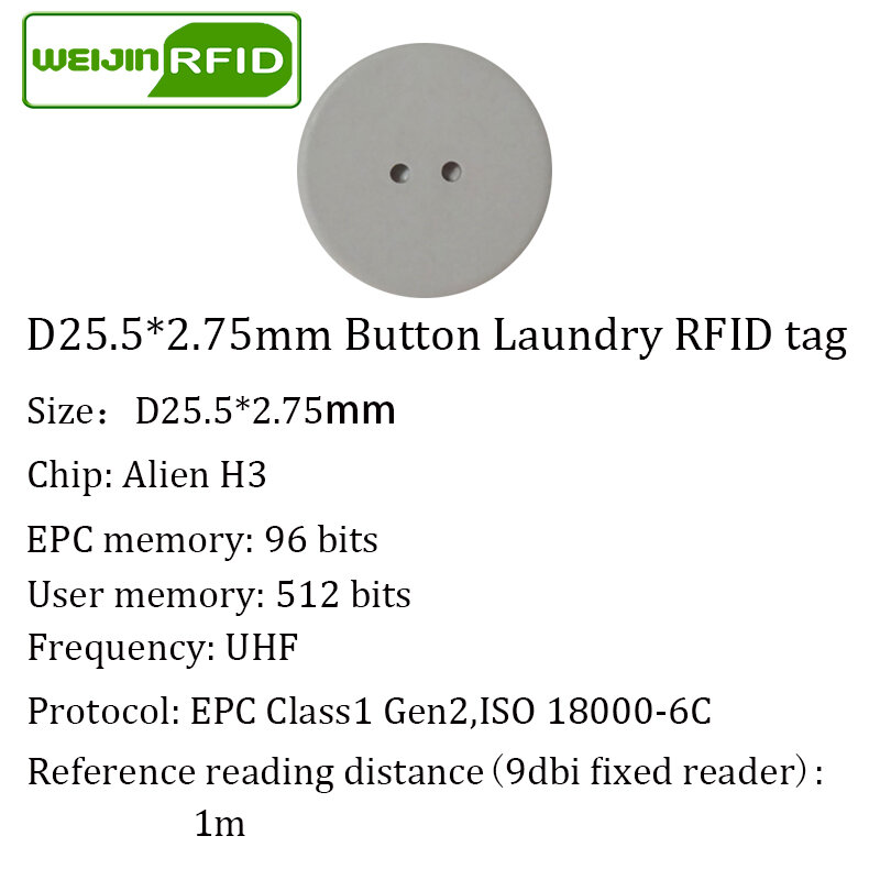 UHF RFID tag lavanderia PPS button Lavabile resistente al calore 915m 868m 860-960M Alien Higgs3 EPC gen2 6C smart card RFID passivo tag