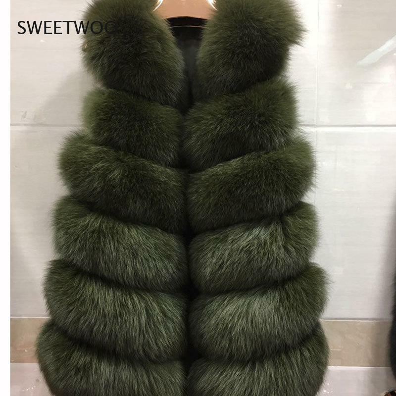 Zima kobiety sztuczne futro z lisa kamizelka naturalne Faux Leather Fox futerka długie kamizelki prawdziwe Gilets skóra damska kamizelka 2022 dropshipping