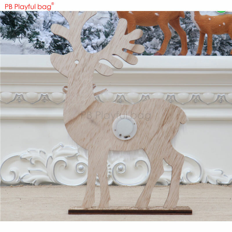 Spielerische tasche Holz furred Weihnachten hirsch 2020 Weihnachten ornament Kreative tisch dekoration Leucht spielzeug Weihnachten präsentieren AA09