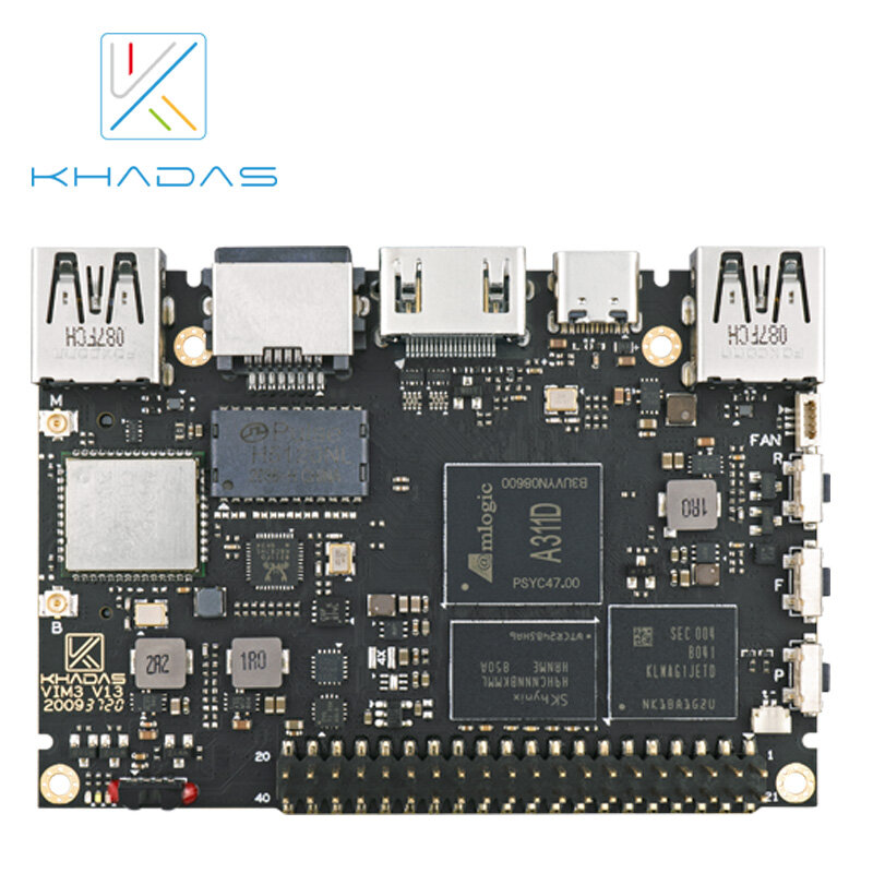 Khadas VIM3 Basic SBC amlogic A311D กระดานคอมพิวเตอร์แบบเดี่ยวที่มียอด5.0 NPU Ai TensorFlow Cortex-A73 x4 x2 A53แกน2GB/4GB