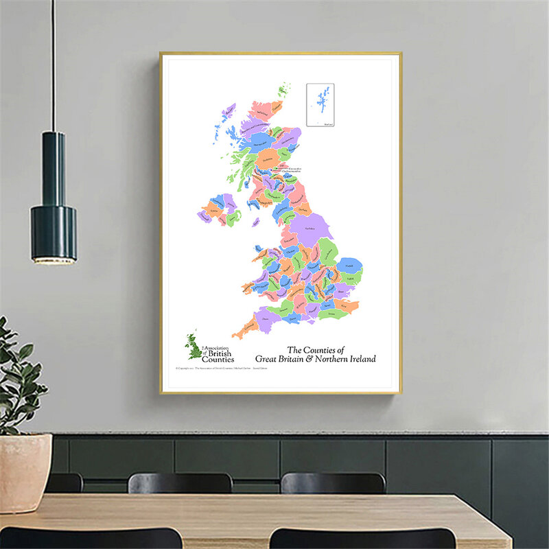 100*150 Cm Die Ländern Von Großbritannien und Nordirland Karte Poster Nicht-woven Leinwand Malerei Hause decor Schule Liefert