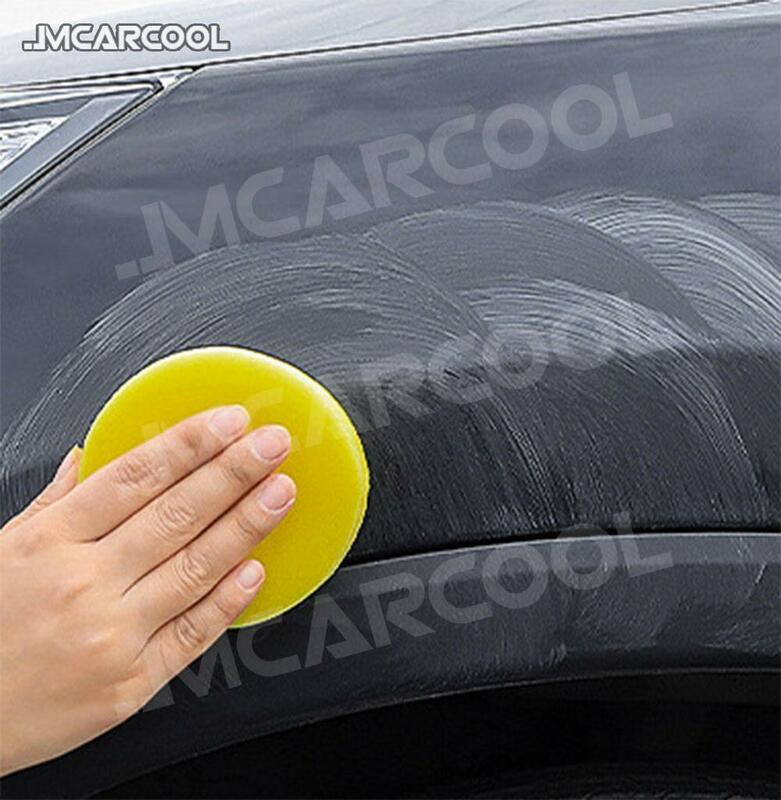 ฟองน้ำขัดรถทรงกลมทำจากโฟมขี้ผึ้งสำหรับขัดและแว็กซ์รถอุปกรณ์ทำความสะอาดขัดรถสีเหลือง