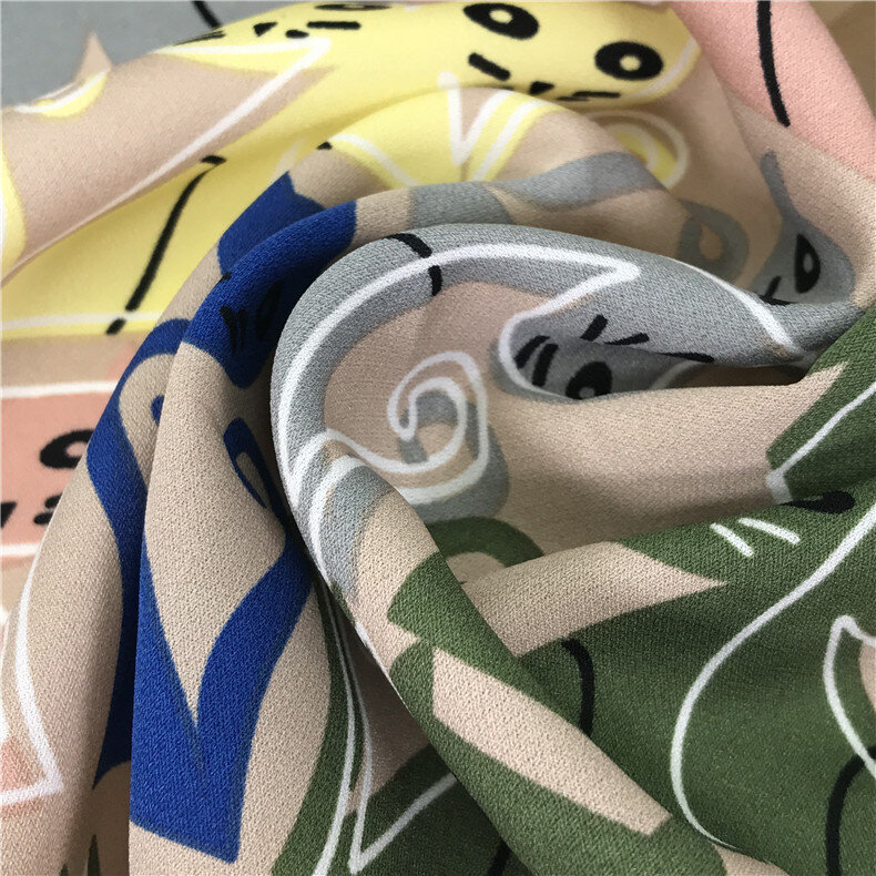 Tissu imprimé chat Tissu en mousseline de soie perle bricolage couture artisanat matériel Polyester Tissu robe en mousseline de soie gaze mode vêtements Tissu