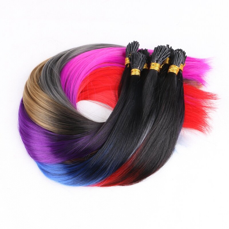 Pragnienie włosów 50 nici 22 cali długości 1g żaroodporne syntetyczne I końcówki micro ring przedłużanie włosów fioletowy kolor na imprezę
