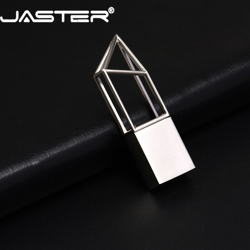 JASTER stik memori USB 2.0, Flash Drive 64GB 32GB logam 16GB 8GB perak tahan air untuk hadiah bisnis