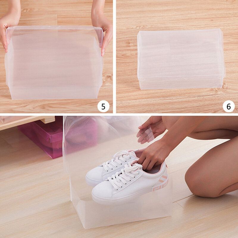 Пластиковая коробка для обуви, прозрачный органайзер для хранения обуви, складной держатель для обуви, 12 шт.