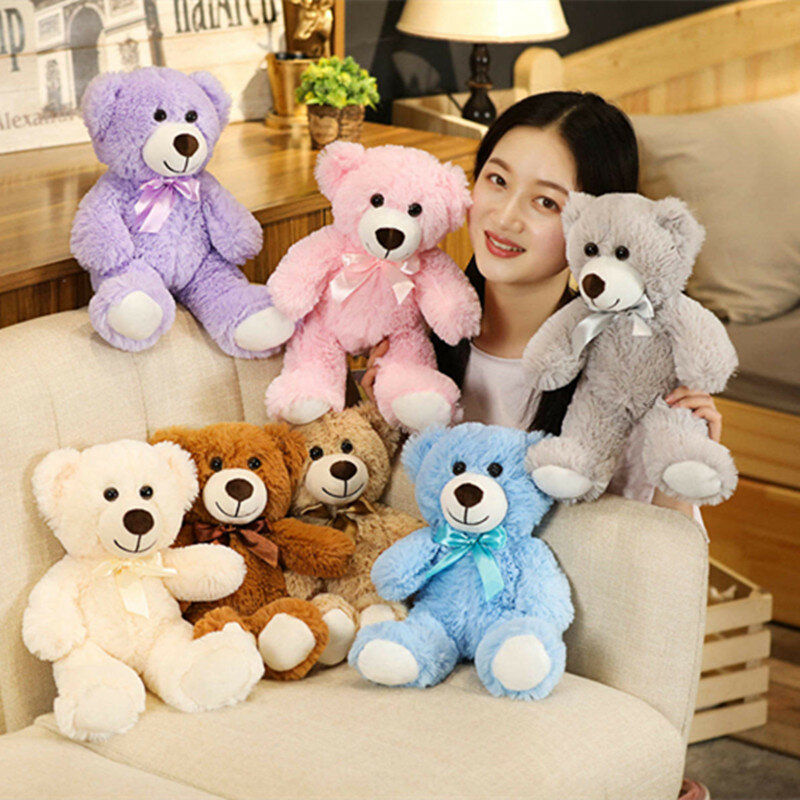 35CM carino colorato papillon orso bambola peluche abbraccio orso bambola regalo di compleanno per bambini cuscino orsacchiotto casa soggiorno camera da letto