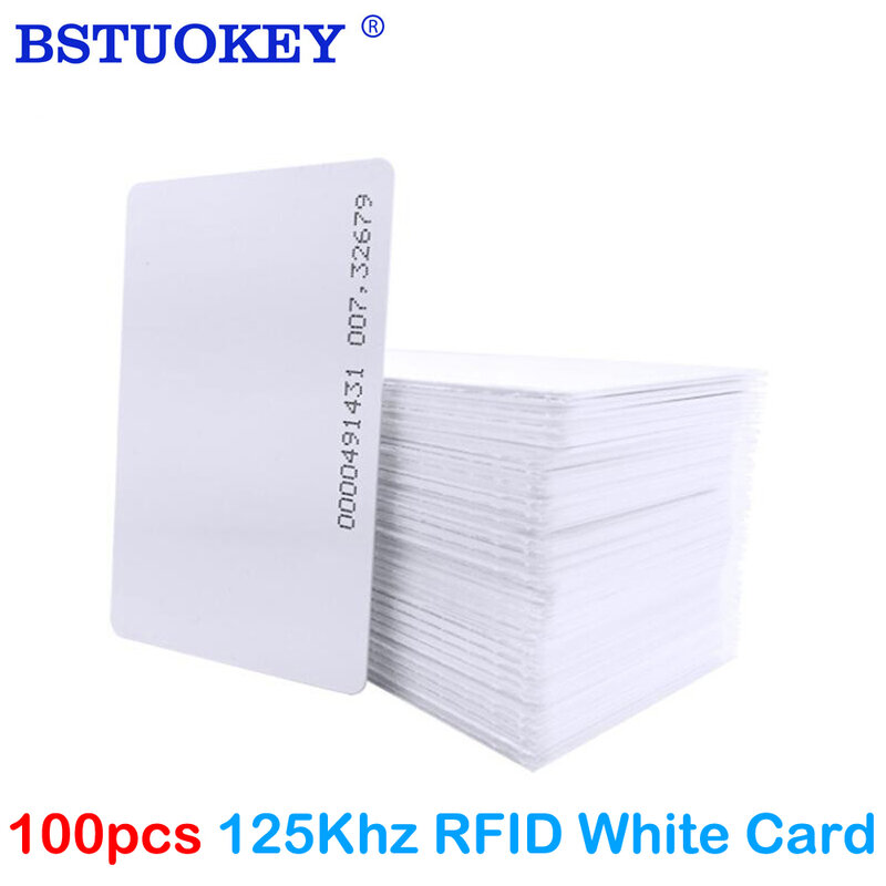 100個125 125khzのidカード、rfidタグアクセス制御カードスマートカードidキーフォブ125 125khz TK4100 idカードアクセス制御のための