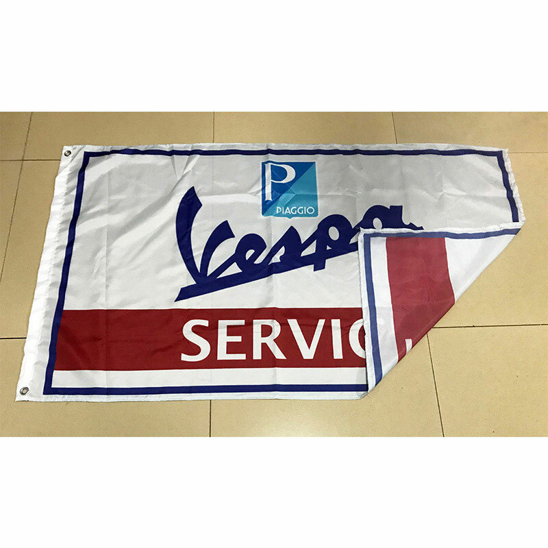 Vespa Service ธงรถจักรยานยนต์ขนาด60*90ซม. และ90*150ซม. การตกแต่งคริสต์มาสสำหรับของขวัญธงบ้าน
