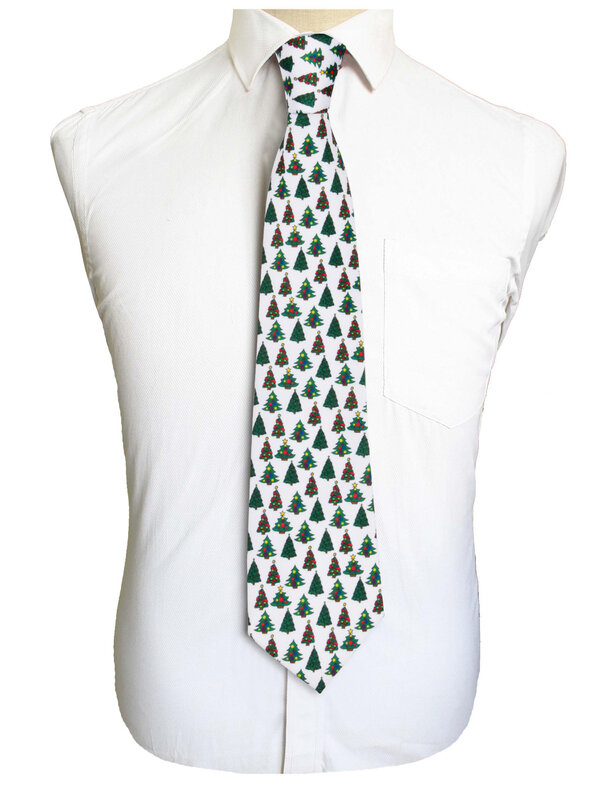 Rboquinn-ربطة عنق احتفالية مع طباعة شجرة خضراء للرجال ، أحمر ، 9 سنتيمتر ، جديد ، هدية الكريسماس