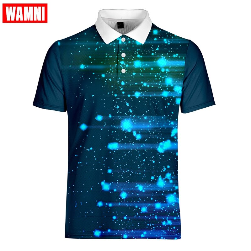 WAMNI Brand Fashion Quick Drying  Shirt Casual Sport Simple Bodybuilding 3D Male Short Sleeve Turn-down Collar -shirt