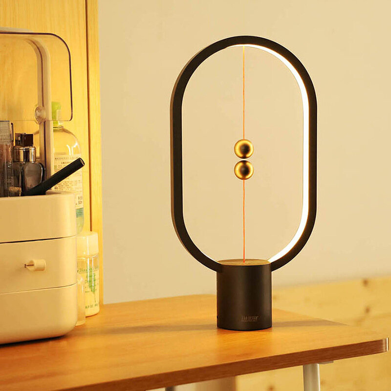 2020 Upgrade HENGPRO Balance lampka nocna przenośny elipsa magnetyczny Mid-przełącznik powietrza lampa biurkowa LED Touch Dimming Home Decor