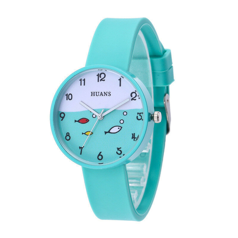 Neue Silikon Candy Farbe Student Uhr für Mädchen Mode Fisch Uhr Cartoon Kinder Quarz Uhr für Jungen Babys Geschenk Uhr stunde