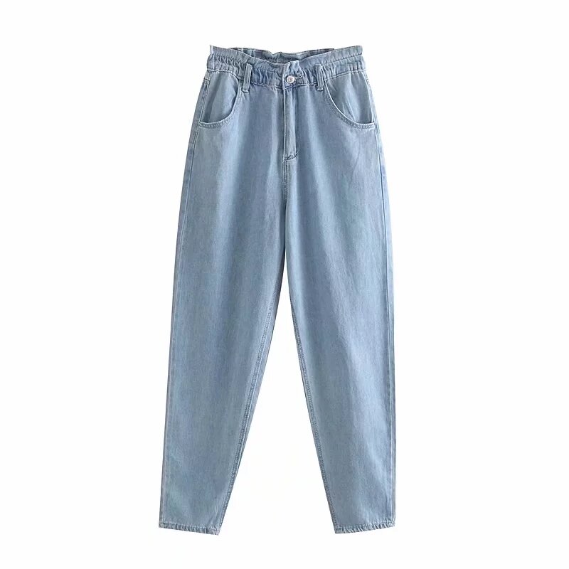 Withered high street collect waist pockets mom jeans woman high waist jeans washed vintage loose harem boyfriend jeans JUMPSUITS