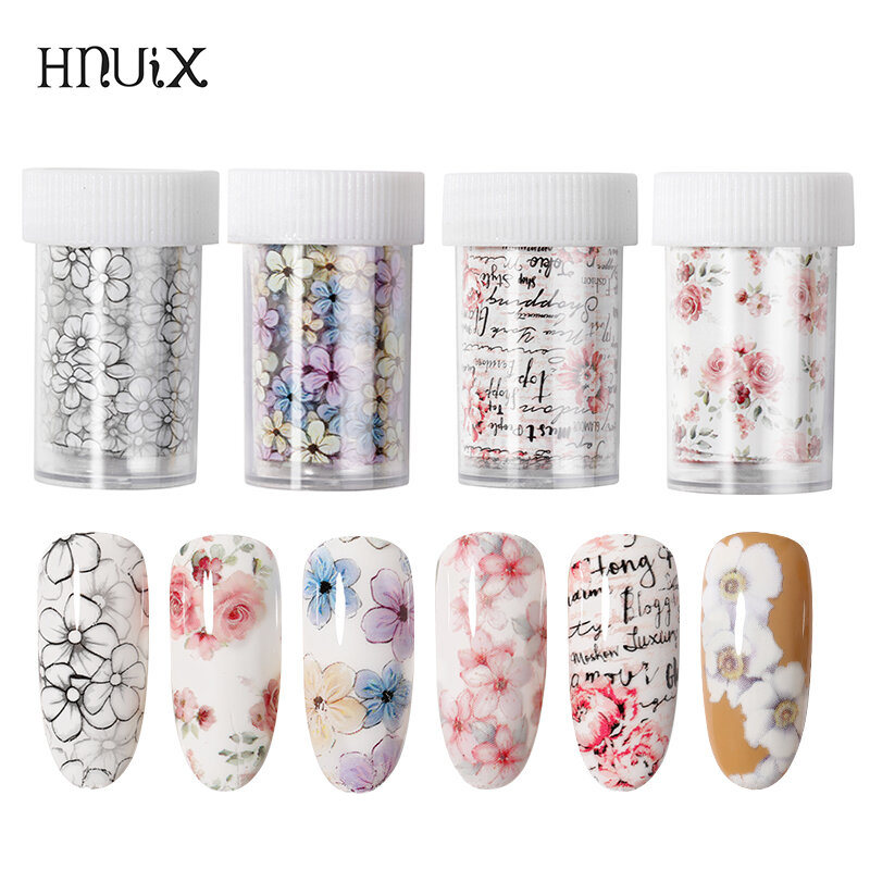 1pieces colorful flowers stickers on nails sheet transfer starry sky summer sliders for manicure Nail Art decals decoration