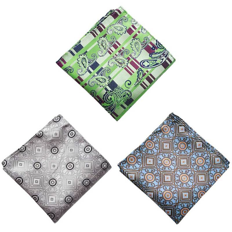3 pacotes de moda colorida paisley floral bolso quadrado lenço casamento bwthz0364