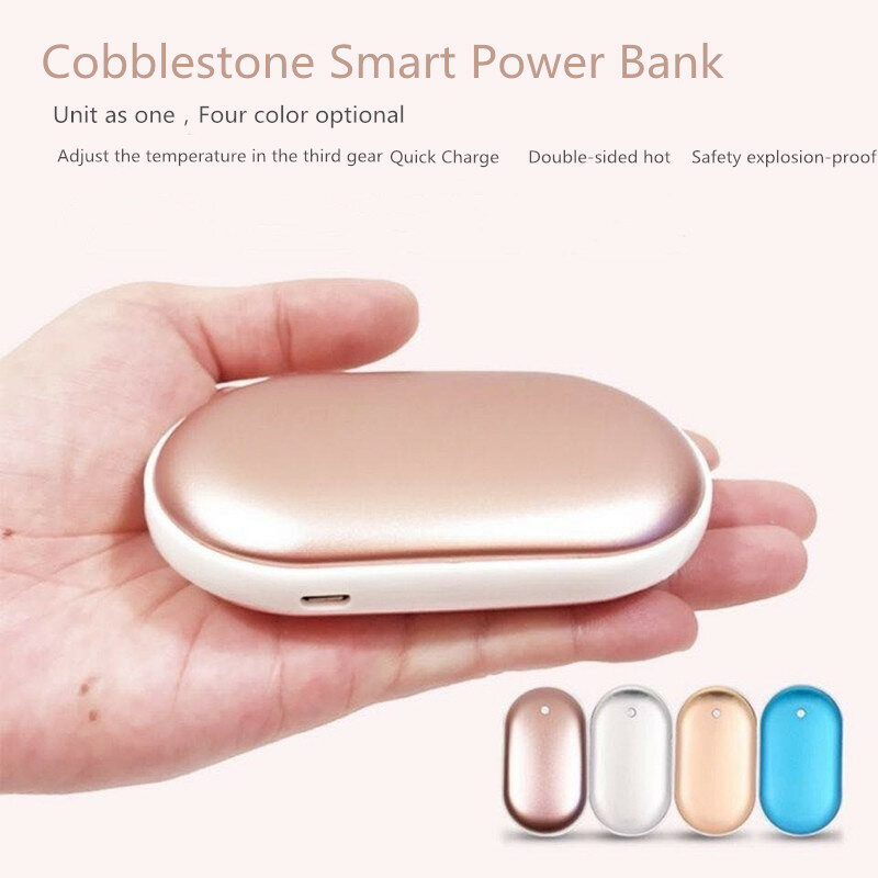 Cobblestone-calentador de manos eléctrico LED recargable por USB, 5000mAh, 5V, viaje, largo tiempo de vida, Mini bolsillo, manos cálidas, tesoro