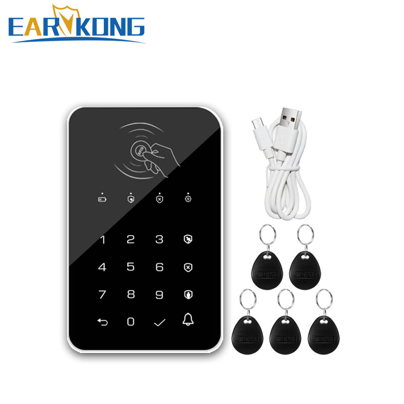 Earykong 433MHz Drahtlose Tastatur Touch Pad Türklingel Taste Für G50 / G30 / PG103 / W2B WiFi GSM Alarm RFID Karte Wiederaufladbare