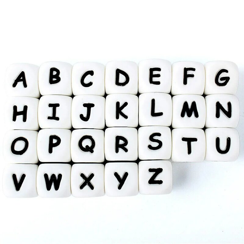 20/30/50/100/600/1000Pcs lettere perline perline in Silicone per bambini alfabeto perline per la dentizione fai da te nome personalizzato giocattoli catena per ciuccio