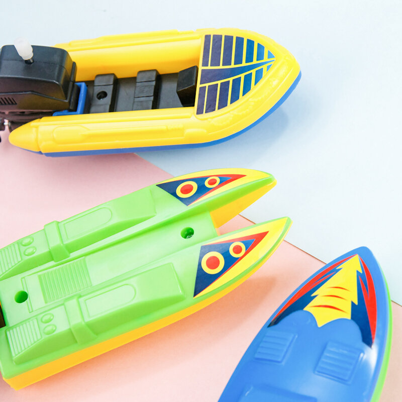 Barco de brinquedo flutuante para crianças, brinquedo clássico de verão, de corda, velocidade, para banho, presente para meninos
