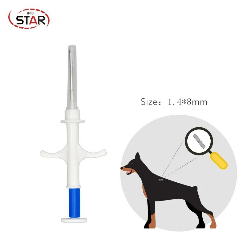 50pcs 1.4*8mm FDX-B Microchips 134.2KHz Animal Chip Microchip Veterinary Pet Syringe RFID Injector Animal Transponder Pet Reader