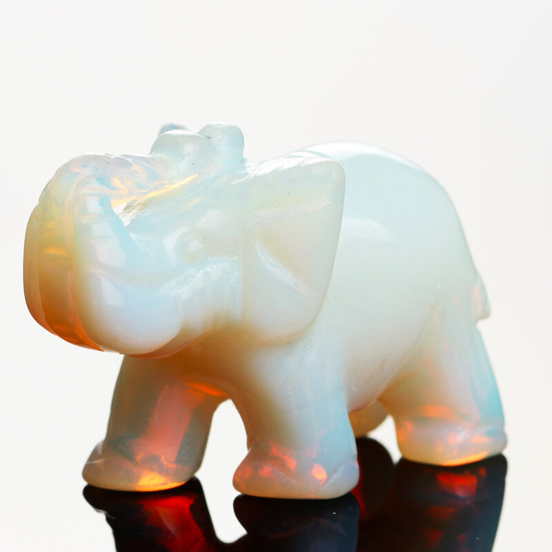 Opal Opalite tygrysie oko słoń naturalny kamień rzeźbione 1.5 cal figurka Chakra koralik uzdrawiający kryształ Reiki Feng Shui bezpłatne etui