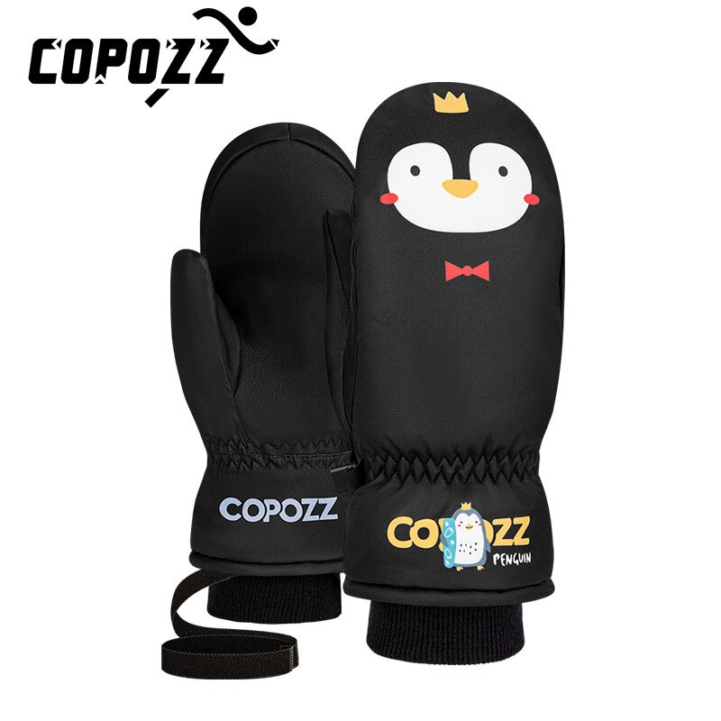 COPOZZ dziecięce rękawiczki narciarskie 3M Thinsulate zimowe ciepłe rękawiczki z palcami Cute Cartoon wodoodporne ultralekkie rękawice snowboardowe